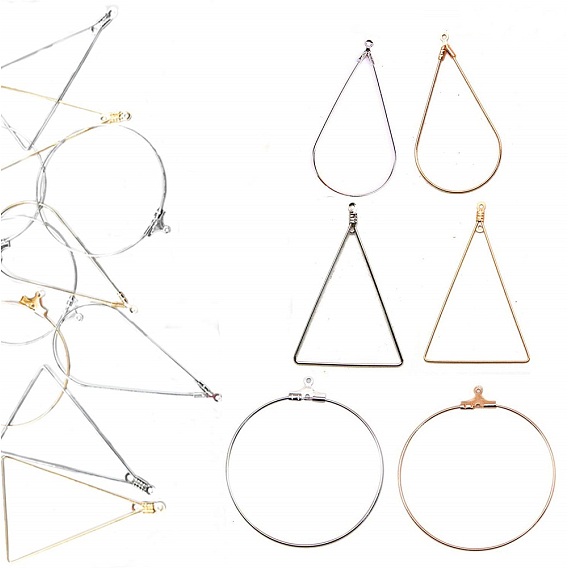 304 Stainless Steel Pendants, Hoop Earring Findings, Mixed Shapes