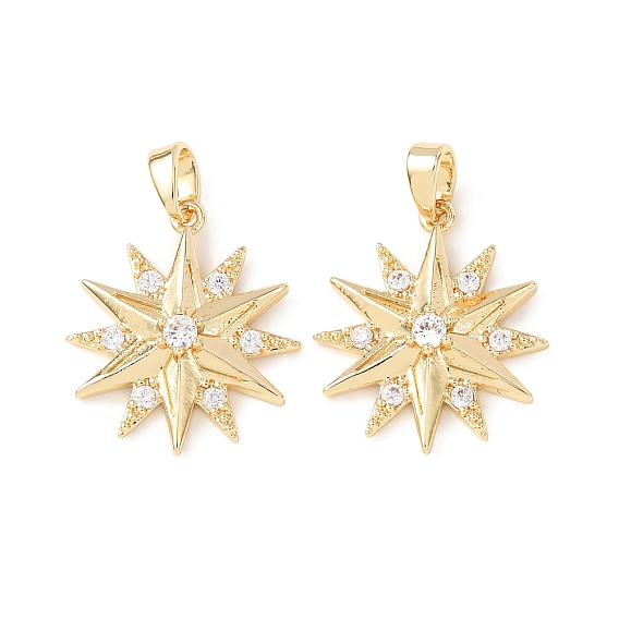 Латунные микропаве прозрачные подвески с фианитом, звезды прелести