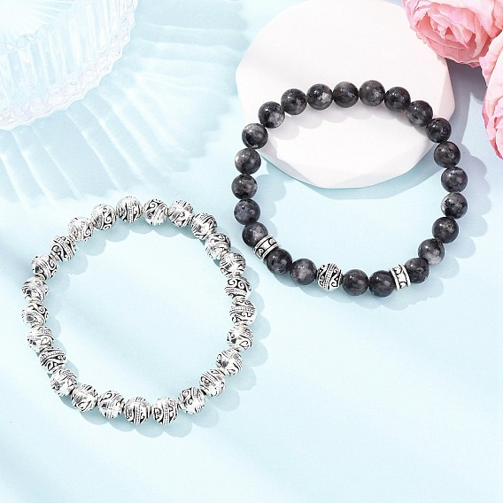 Женские браслеты из круглых бусин из натурального лабрадорита/сплава