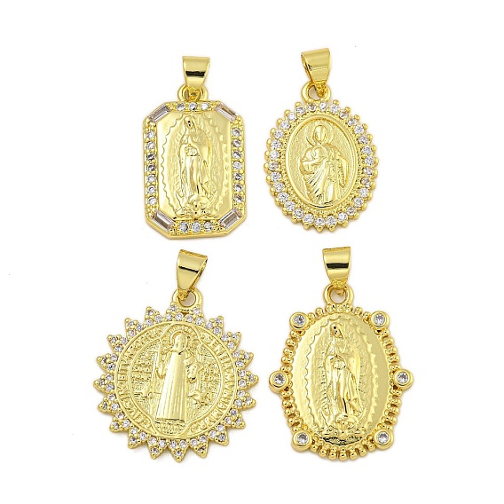 Религиозная тематика стойка покрытие латунь микропаве кубические циркониевые подвески, долговечный, без кадмия и без свинца, реальный 18 k позолоченный