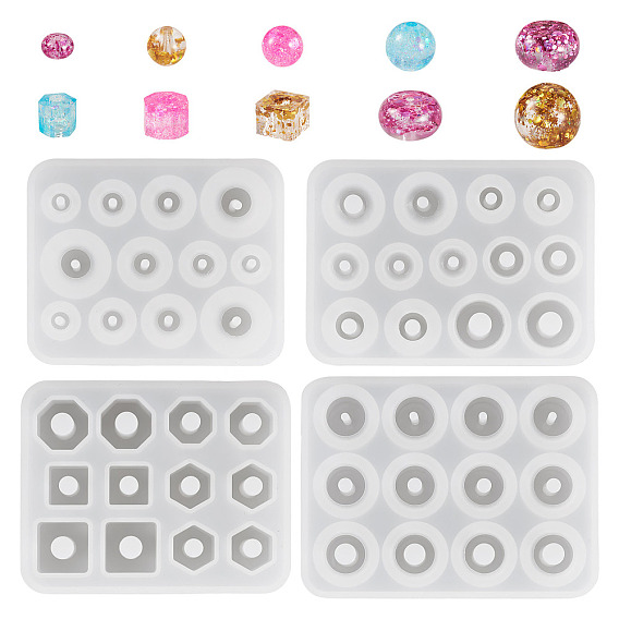 4шт. 4 стили силиконовых форм для изготовления бусин своими руками, прямоугольные