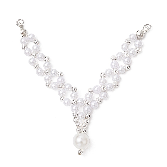 Подвески круглые V-образные из искусственного жемчуга и латуни из АБС-пластика, белые