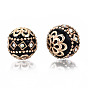 Handmade Indonesia Beads, with Crystal AB Rhinestone and Brass Findings, Round, Golden