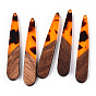 Transparent Resin & Walnut Wood Pendants, Teardrop Charms