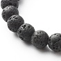 Natural Lava Rock Round Beads Stretch Bracelet, Skull Tibetan Style Alloy Bead Bracelet, Anti Depression and Anxiety Relief Items Gifts For Men Women
