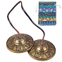 1 Campana tingsha de latón de 1 pieza, instrumentos musicales tradicionales, con 1pc bolsas étnicas de algodón con cordón