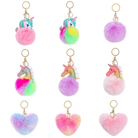 Plush Keychain, with Iron Key Ring, Pom Pom Ball