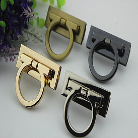 Zinc Alloy Twist Bag Lock Purse Catch Clasps, Rectangle with Ring, for DIY Bag Purse Hardware Accessories
