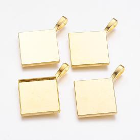 Losange supports cabochons pendentif en alliage, sans cadmium et sans nickel et sans plomb, cuvettes à bord droit, 50x38x3mm, trou: 10x6 mm, plateau: 25x25 mm