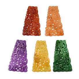 Подвески из натурального бирманского нефрита, окрашенные в различные цвета., резные трапециевидные подвески, окрашенные