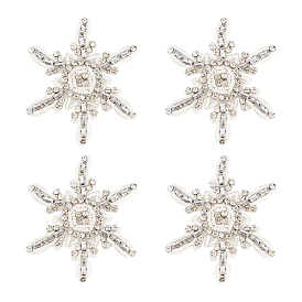 4 стеклянные аппликации со стразами в виде снежинок, аппликации из бисера ручной работы из ткани, костюм шляпа сумка украшение аксессуары