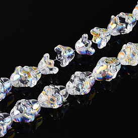 Galvanisieren transparente Glasperlen Stränge, Blume, ab Farbe plattiert