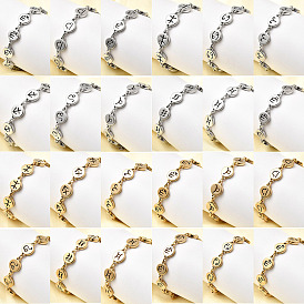 12 созвездия 304 браслеты из нержавеющей стали, ионное напыление (IP) для женщин, плоско-круглые