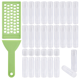 1 Пластиковый лоток для нанесения бальзама для губ с лопаточкой, прямоугольные, с 150шт. пустых пластиковых тюбиков от помады