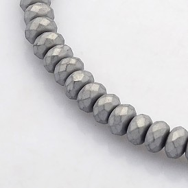 Galvanoplastie non magnétiques hématite synthétique brins de perles, facettes rondelle, givré, 4x3mm, Trou: 1mm, Environ 141 pcs/chapelet, 15.7 pouce