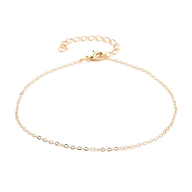 Brass Cable Chains Anklets, with Lobster Claw Clasps