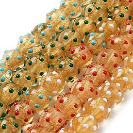Main cahoteuses chalumeau perles brins, avec de la poudre d'or, Style émail, ronde