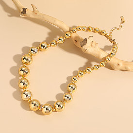 18K Gold Titanium Steel CCB Beaded Necklace - Minimalist and Elegant Jewelry