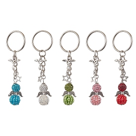 Alloy with Glass Seed Beads Keychain, Angle