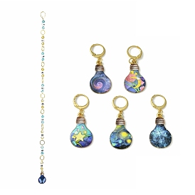 Bulb Alloy Enamel Pendant & Acrylic Number Knitting Row Counter Chains