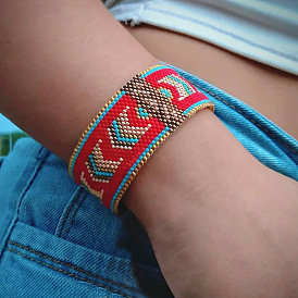Женский браслет из бисера миюки в стиле бохо с геометрическим узором - этнические зимние украшения ручной работы