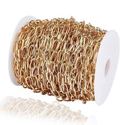 Aluminium Paperclip Chains, Flat Oval, Drawn Elongated Cable Chains, for DIY Jewelry Making, Unwelded, with Spools