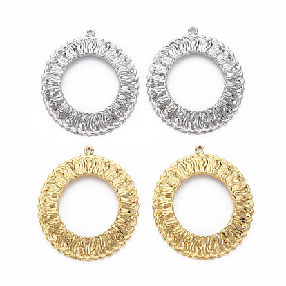 304 Stainless Steel Pendants, Cadmium Free & Nickel Free & Lead Free, Ring