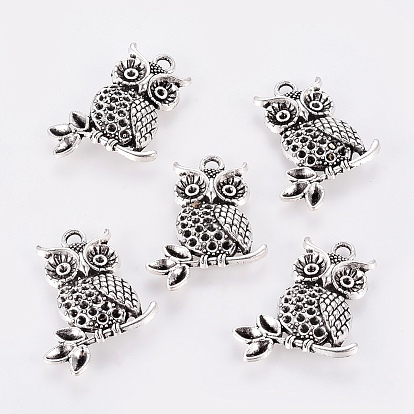 Сеттинги для кулона(страза), тибетский стиль, без кадмия и без свинца, сова, 36x25x4 мм, отверстие : 3 мм , пригодный для стразов 1 мм