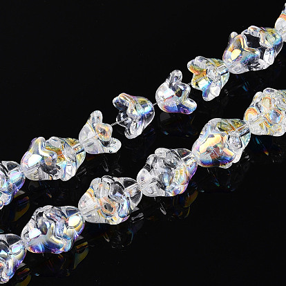 Galvanisieren transparente Glasperlen Stränge, Blume, ab Farbe plattiert