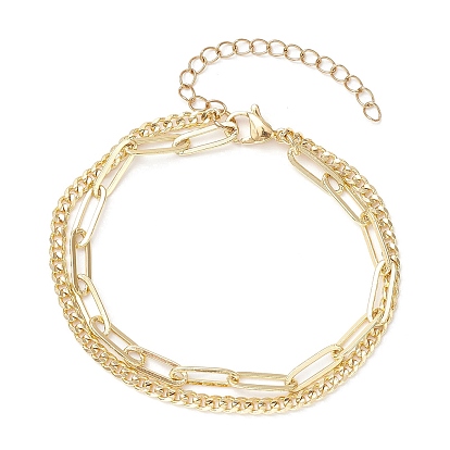 Латунные цепочки-скрепки и цепочки-панцирные двухслойные браслеты для женщин