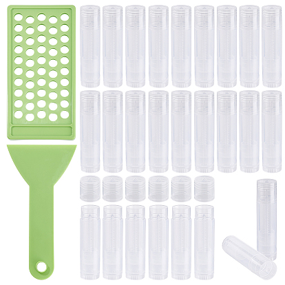 1 Пластиковый лоток для нанесения бальзама для губ с лопаточкой, прямоугольные, с 150шт. пустых пластиковых тюбиков от помады