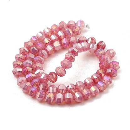 Imitation Jade Glass Beads Strands, Faceted, AB Color Plated, Rondelle