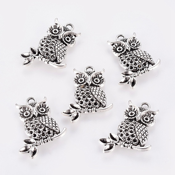 Сеттинги для кулона(страза), тибетский стиль, без кадмия и без свинца, сова, 36x25x4 мм, отверстие : 3 мм , пригодный для стразов 1 мм