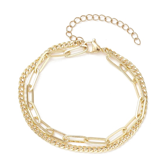 Латунные цепочки-скрепки и цепочки-панцирные двухслойные браслеты для женщин