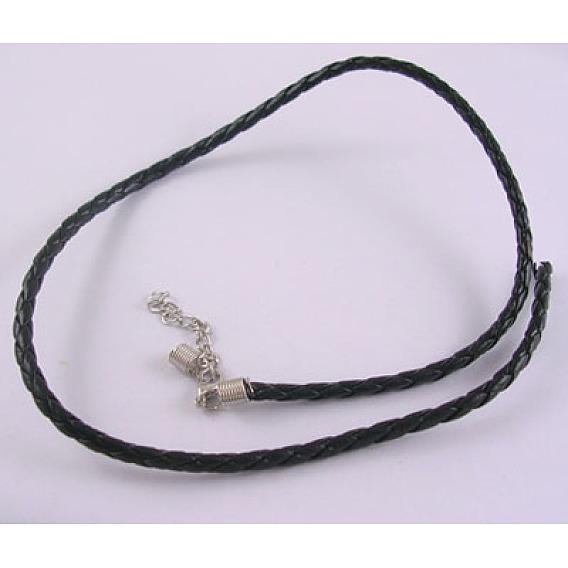 Imitation Leather Necklace Cord, with Alloy Lobster Claw Clasp and Iron Terminators, 4mm, 18 inch