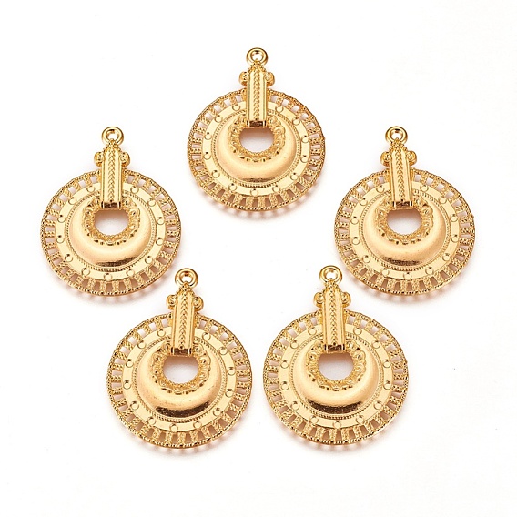 Alloy Pendants, Lead Free and Cadmium Free, Flat Round, 40x30x2mm, Hole: 1.5mm