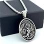 Нордический викинг винтажный овальный ожерелье из нержавеющей стали с драконом для унисекс