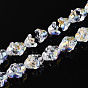 Electroplate Transparent Glass Beads Strands, Flower, AB Color Plated