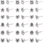 120Pcs Heart & Flower & Star & Square 304 Stainless Steel Ear Stud Components, for Pointed Back Rivoli Rhinestone