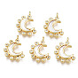Brass Micro Pave Clear Cubic Zirconia Charms, with Shell, Cadmium Free & Nickel Free & Lead Free, Moon