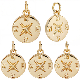 10шт. латунные подвески-компасы, с прыжковых колец, долговечный
