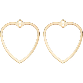40Pcs Brass Pendants, Long-Lasting Plated, Heart