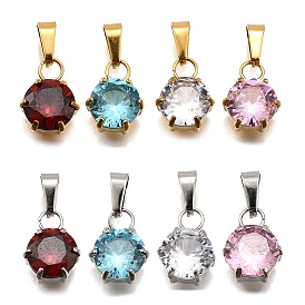 304 микро нержавеющей стали прокладывать Цирконом подвески, плоские круглые прелести, вакуумные покрытия