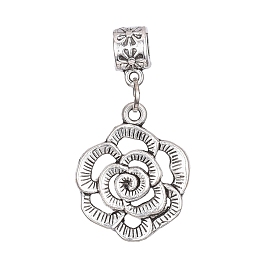 Alloy European Dangle Charms, Large Hole Pendants, Rose
