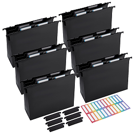 1 Bag PP Plastic Hanging File Pockets, with Paper Stickers, Rectangle