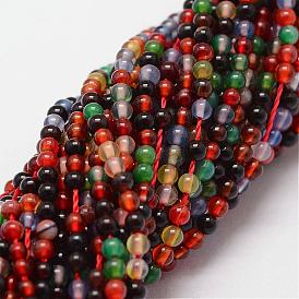 Natural Multi-Color Agate Beads Strands, Round, Dyed & Heated