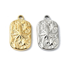 304 Stainless Steel Pendants, Rectangle with Star Charm