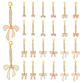 36 шт. 12 стили подвески-бантики из сплава с эмалью, с карабинами-карабинами и цепочками 304 из нержавеющей стали, золотые