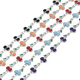 304 цепи из нержавеющей стали с эмалированными вишневыми звеньями, с катушкой, пайки, цвет нержавеющей стали