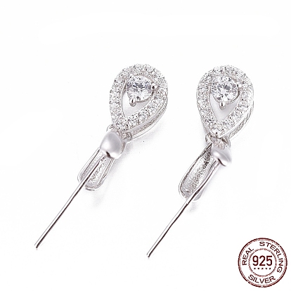 925 Sterling Silber Anhänger Bügel, mit Zirkonia, mit 925 Stempel, Transparent